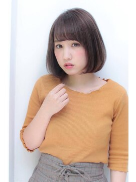 ミニヨン バイ ハピネス 高の原店(mignon by Happiness) 大人可愛いアッシュグレージュワンカールぱっつんボブ奈良清水