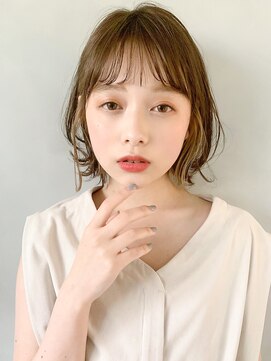 キリ 表参道(kyli) くびれボブ イヤリングカラー 黒髪 ニュアンスカラー 外ハネボブ