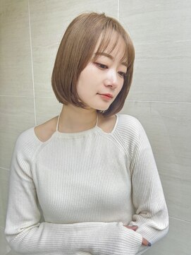 オーロ(ORO) 小顔ボブベージュ髪質改善ストレートデザインカラー