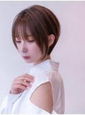 大人かわいい前髪セシルカットココアブラウンフリンジウェーブ
