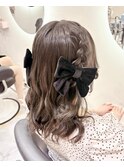 編み込みハーフツイン/梅田ヘアセット