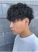 メンズマッシュパーマ波巻スパイラルパーマニュアンスパーマ眉毛