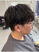 栃木メンズパーマメンズカットセンターパートメンズマッシュ緩め