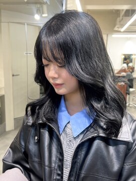 ベレーザ 渋谷(BELEZA) 12963暗髪ストレートインナー韓国ネイビーブルーブルーカラー