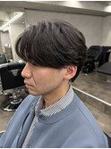 メンズセンターパートウルフセンターパートニュアンスパーマ襟足