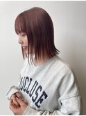 大人可愛い/ピンクベージュ/ダブルカラー/くびれボブ/透明感小顔