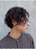 メンズロングパーマ波巻きスパイラルツイスト前下がりボブ