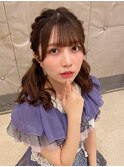 編み込み　ツインテールお呼ばれヘアアイドル前髪イベントヘア