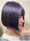 前下がりボブ×ディープバイオレット