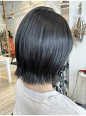 暗めオリーブベージュ×切りっぱなしボブ【miyabi】