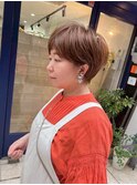 大人可愛い小顔ショート/2wayバング/透明感アッシュベージュ