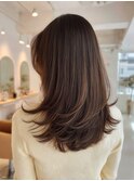 艶髪/髪質改善/レイヤーカット/透明感ブラウン