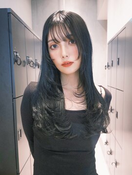 前髪カットロング韓国ヘア顔周りレイヤー_F20713