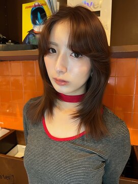 ノラキチジョウジ(NORA KICHIJOJI) 顔周りレイヤーカットシースルーバング耳かけくびれミディアム