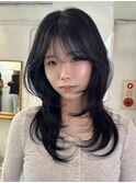 韓国風/レイヤー/前髪カット/オリーブ/透明感/ハッシュカット