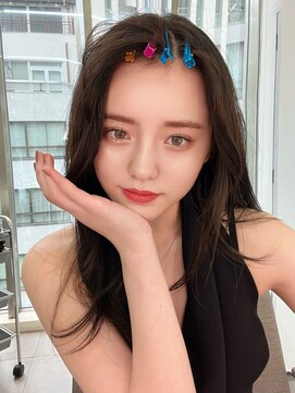 フィル 横浜(fil) 暗髪センターパート_暗めカラーグランマッシュデザインカラー