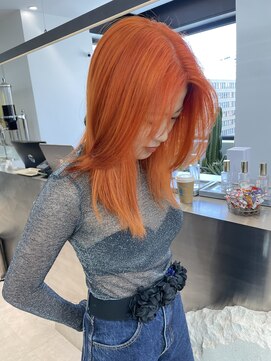 ロンドシエル 横浜(Lond ciel) オレンジ/レイヤーカット/ハイトーン/ケアブリーチ/横浜