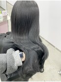 韓国くびれヘア/ブルーグレージュ/ブルーブラック黒髪ロング上野