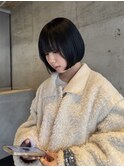 ボブカット黒髪ボブ黒ボブ韓国ヘア袋町