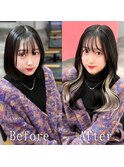 ブラック×ホワイトベージュ#シールエクステ#ミニウルフ#小倉