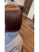 切りっぱなしボブ×チェリーレッド×ミネコラトリートメント