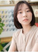 黒髪ダークアッシュ小顔前下がりぶつ切りボブb戸頭20代30代40代