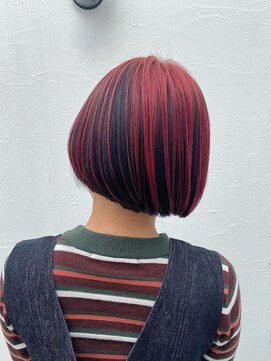 トップヘアー スパアンドリラクゼーション 安城(spa&relaxation) 前上りミニボブアンブレラカラー