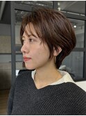 丸みショート・ボブ/丸顔/前髪なし/絶壁解消/20代/30代/長め