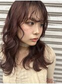 ワインレッド/パーマ風スタイル