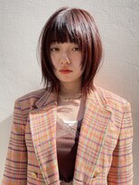 エイチ(H eitf)&nbsp;原宿 H[eitf] RUKA ディープレッド 顔周りレイヤー ボブ