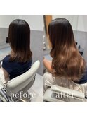 ブラウンベージュロング＊静岡エクステ#シールエクステ