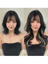 リクシー 天神大名(RIXXY)&nbsp;黒髪ミディアムロング ホワイトハイライト