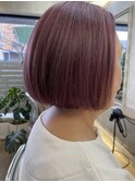 ショート ボブ ダブルカラー ラズベリーピンク
