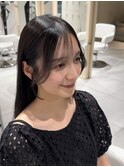 ダークオリーブ/前髪/シースルー/顔周り/後毛/小顔/縮毛矯正