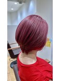 髪質改善ケアブリーチピンクカラー大人女子ボブ20代30代40代