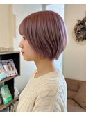 ショートボブ×ピンクラベンダー
