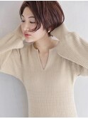 【Marl】夏メイクにダークレッドカラーの無造作ショートボブ♪