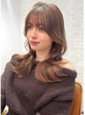 くびれヘア/韓国ヘア/フェイスレイヤー/ブラウンベージュ