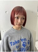 ピンクベージュとレッドのグラデーションハイトーンカラー