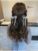 お呼ばれヘアアレンジ結婚式アレンジシヘアセット巻き髪アレンジ