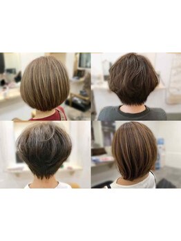 上品な色味で大人女性に人気◎ダメージレス&立体感UPの艶のある美しい仕上がりに♪［白髪染め］