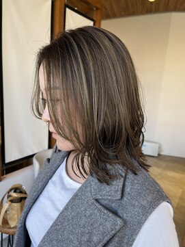 サラビューティーサイト 志免店(SARA Beauty Sight) 【琉希也style】レイヤーカット/ハイライト/オリーブベージュ
