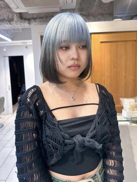テトラ バイ ネオリーブ 横浜西口店(tetra by neolive) ボブ　デザインカラー　水色　ライトブルー　エンドカラー