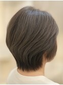 40代×オーガニックカラ×カーキ×ショートレイヤ