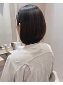 大人かわいい☆シャープにおさまる切りっぱなしボブ♪縮毛矯正