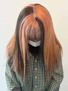 カシェル(cashel) ペールオレンジ×ブラウン / ブロックカラー/ デザインカラー