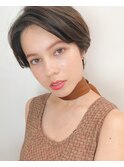 小顔 &nbsp;ワンサイドショート ブランジュ ハイライト　ダブルバング