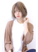 ローライトフォギーベージュ大人かわいいスリークボブ大人ボブ