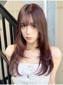 レイヤーカット　ワンホンヘア　韓国女優ヘア　ブリーチなし