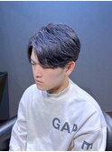 ビジネスツーブロックショート センターパート シルバーグレー